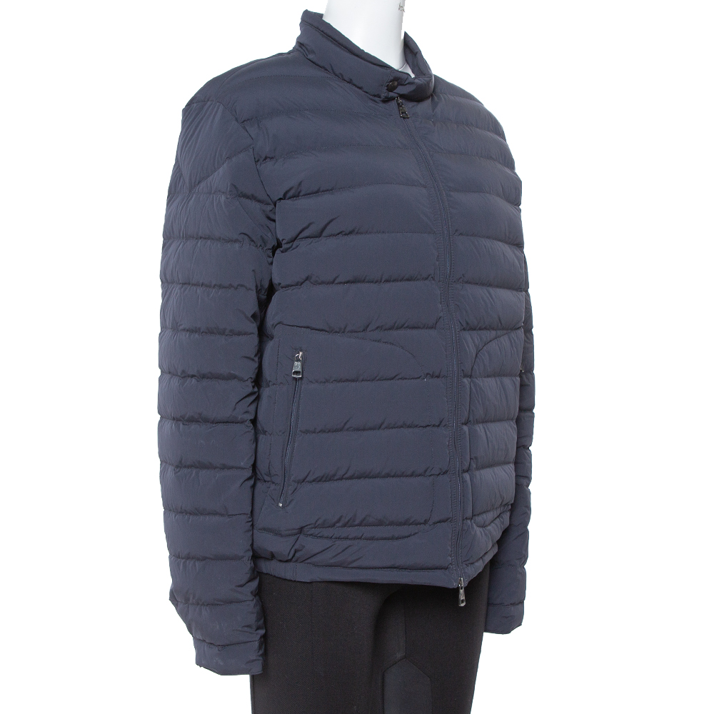 

Moncler Navy Blue Down Quilted Zip Up Acorus Jacket