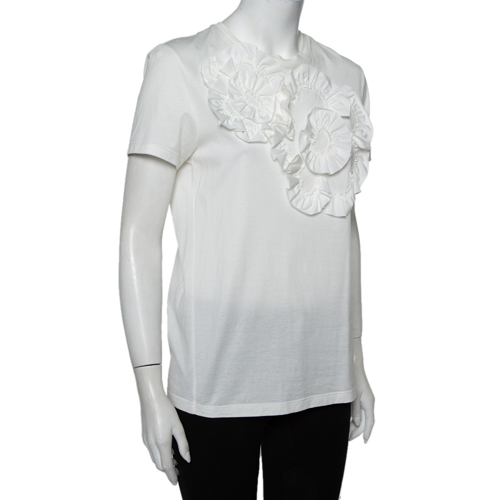 

Moncler Genius White Cotton Applique Detail Simone Rocha T-Shirt