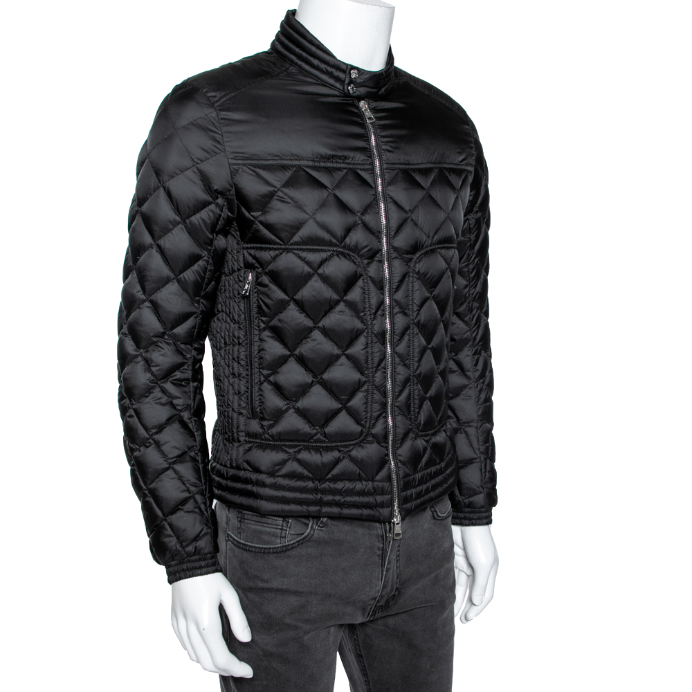 

Moncler Black Quilted Down Synthetic Zip Front Jacket