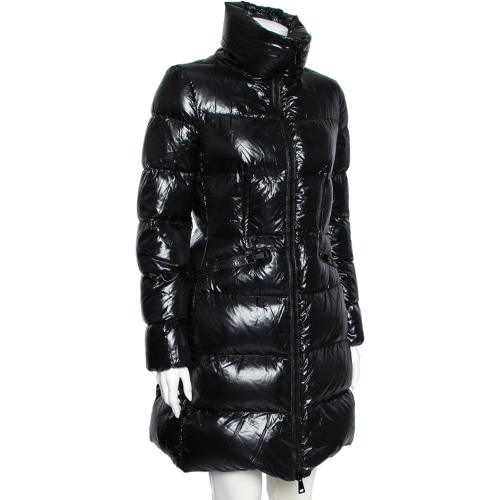 

Moncler Black Down Quilted Jasminum Giubbotto Long Puffer Jacket