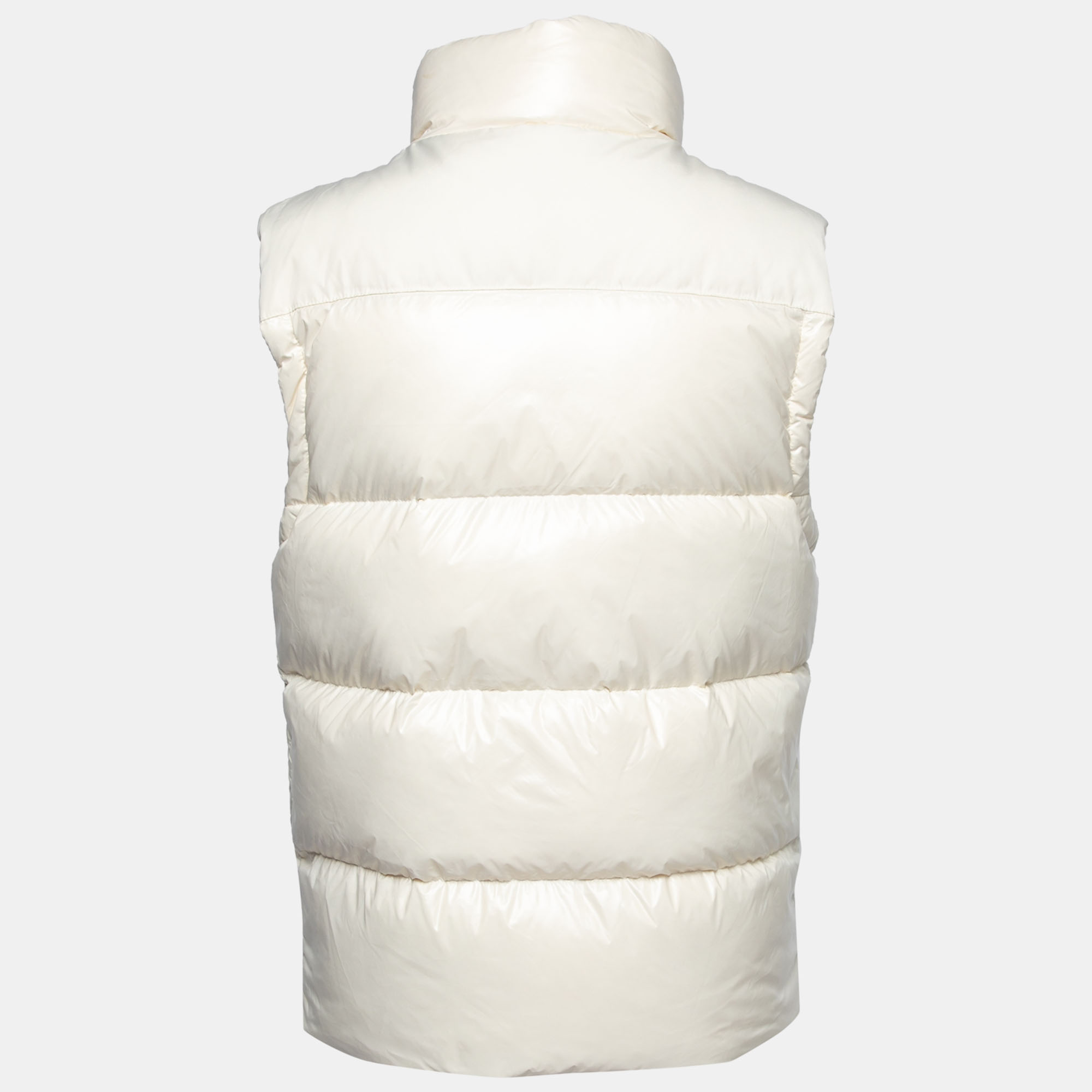 

Moncler Ivory Synthetic Down Zip Front Sleeveless Jacket, White