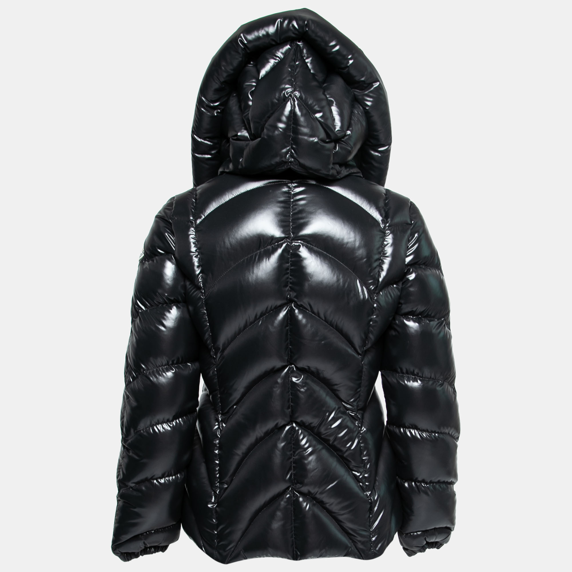 

Moncler Black Synthetic Down Zip Front Hooded Jacket