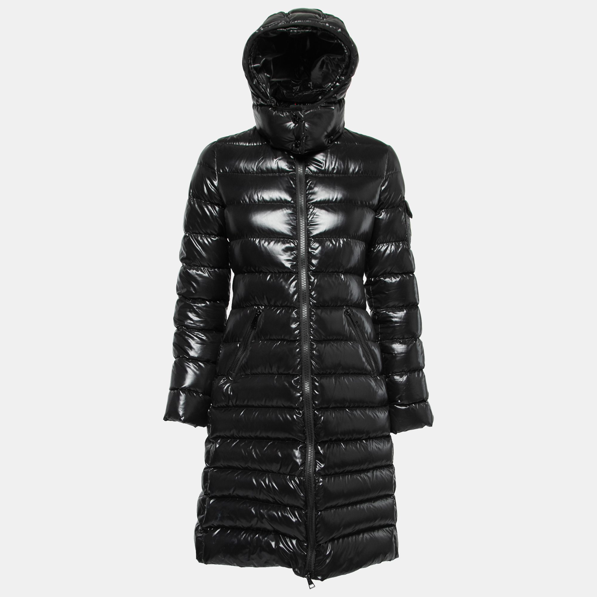 Pre-owned Moncler Black Synthetic Down Maglia Hooded Puffer Jacket Xs