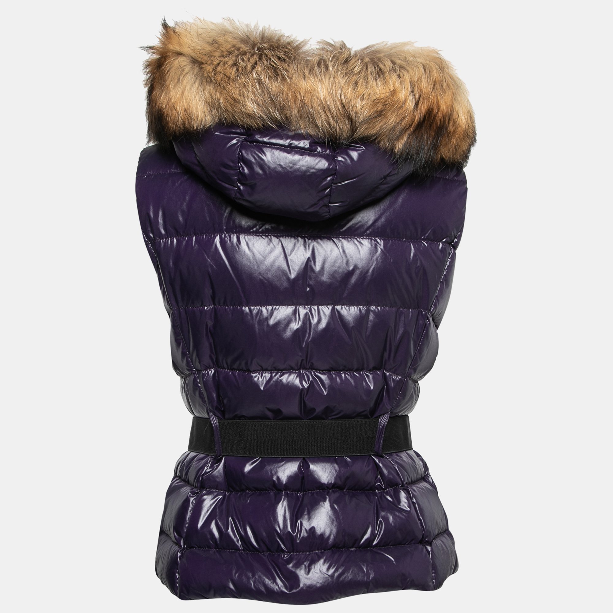 

Moncler Purple Synthetic Fur-Trimmed Hooded Down Jacket Vest