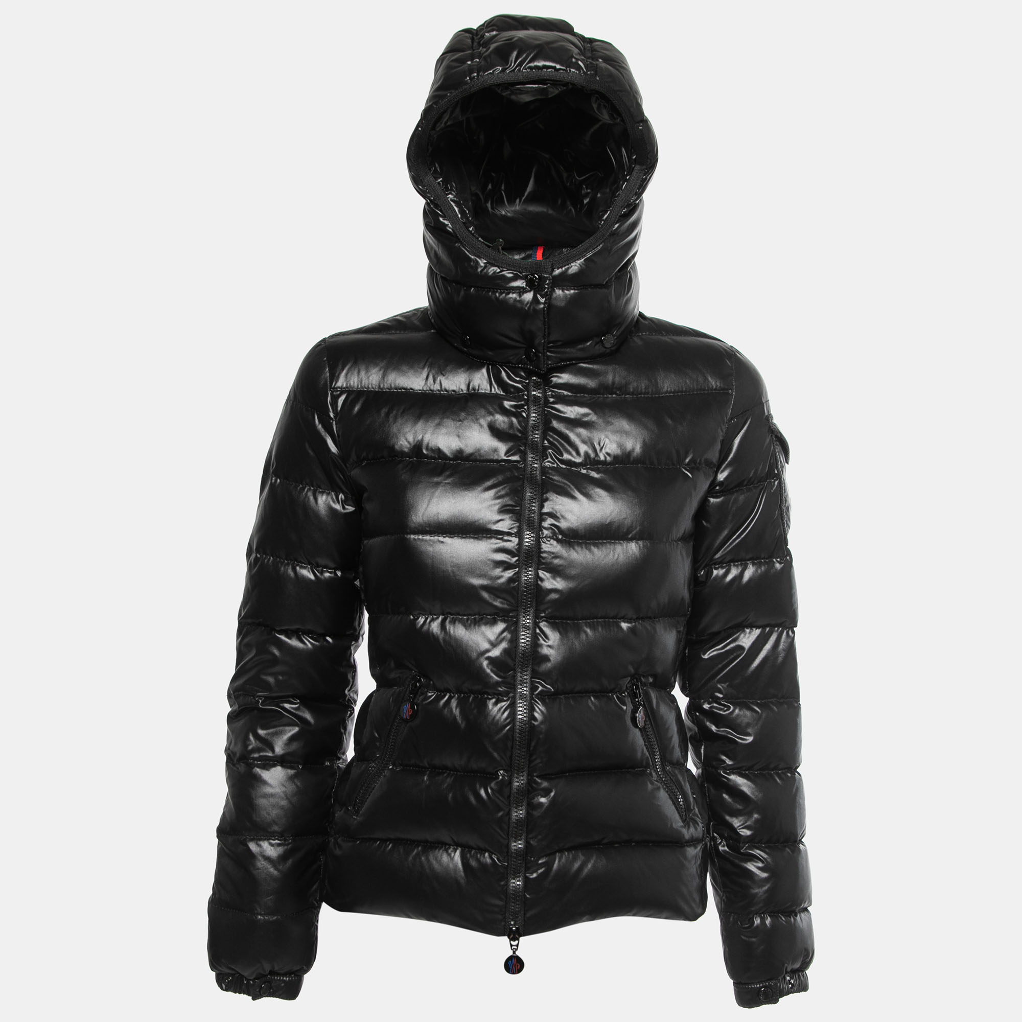 Pre-owned Moncler Black Down Synthetic Bady Giubbotto Zip Front Jacket S