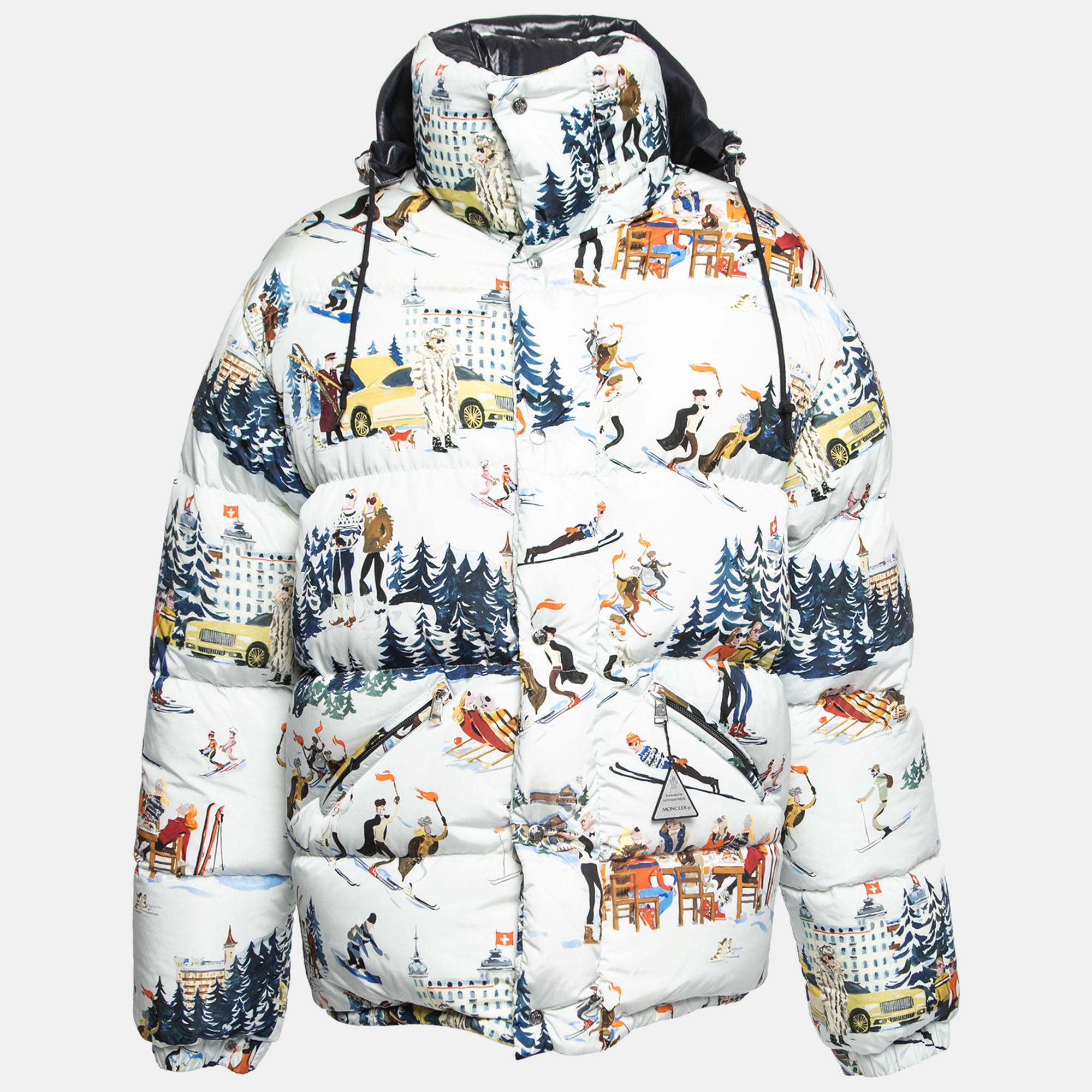 Pre-owned Moncler Multicolor Clairette Printed Down Synthetic Jacket M