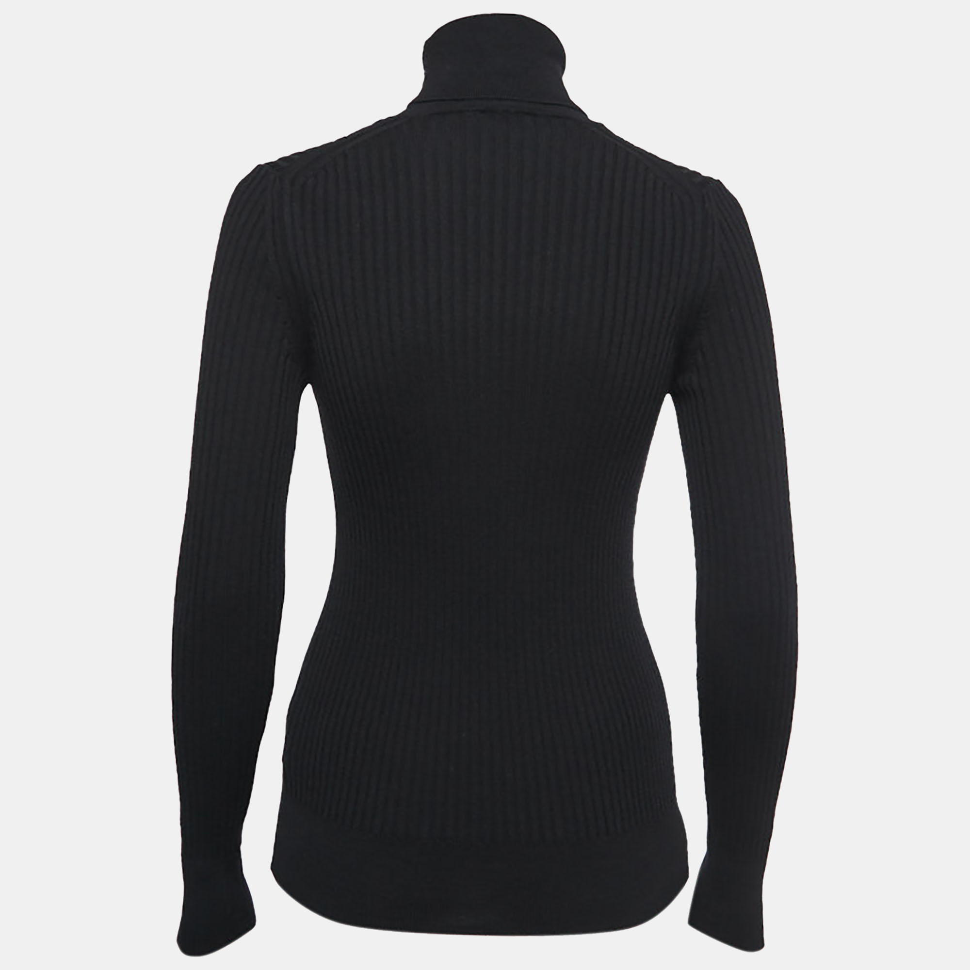 

Moncler Black Wool Rib Knit Ciclista Tricot Turtle Neck Sweater