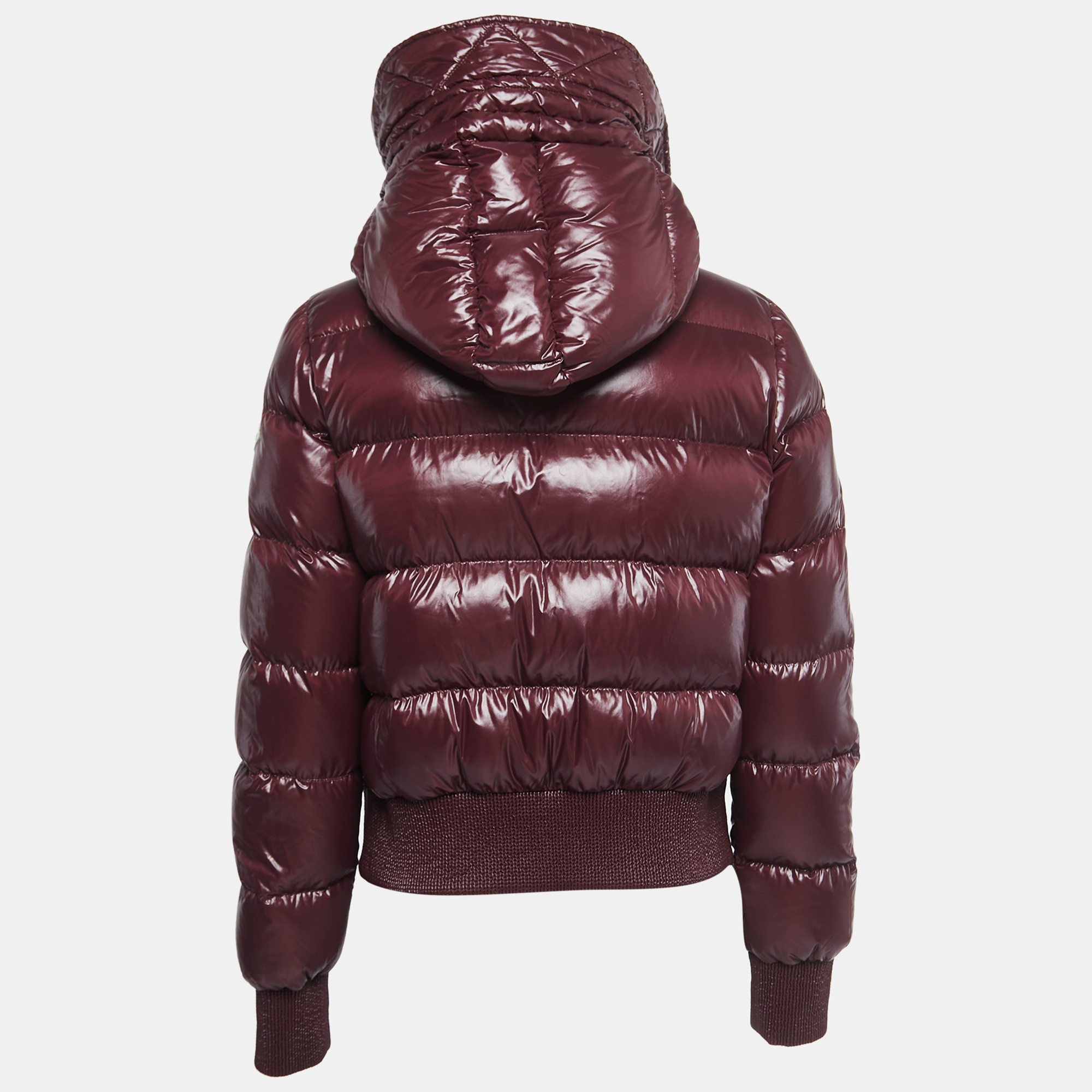 

Moncler Burgundy Quilted Nylon Hooded Down Jacket