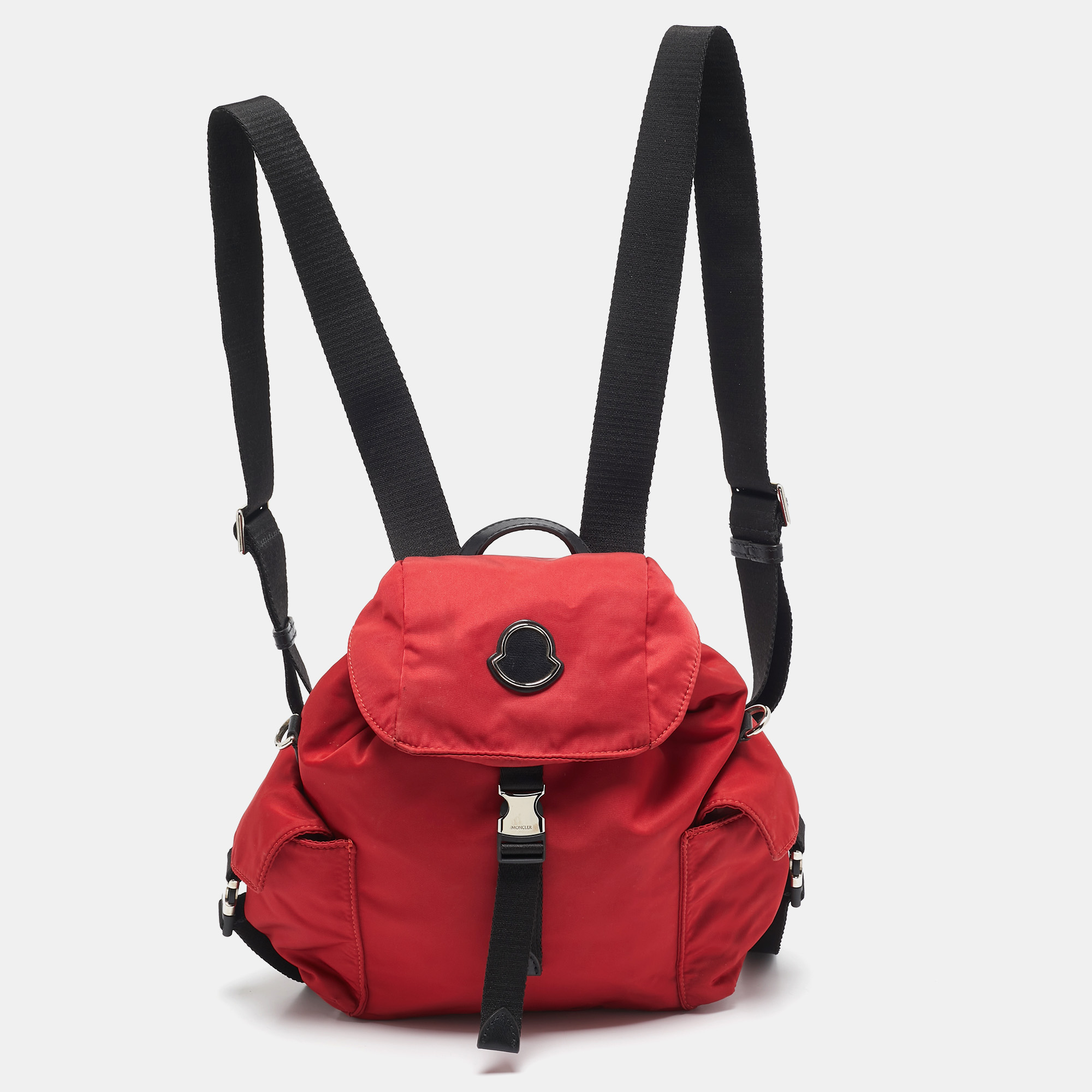 

Moncler Red/Black Nylon Drawstring Flap Convertible Backpack