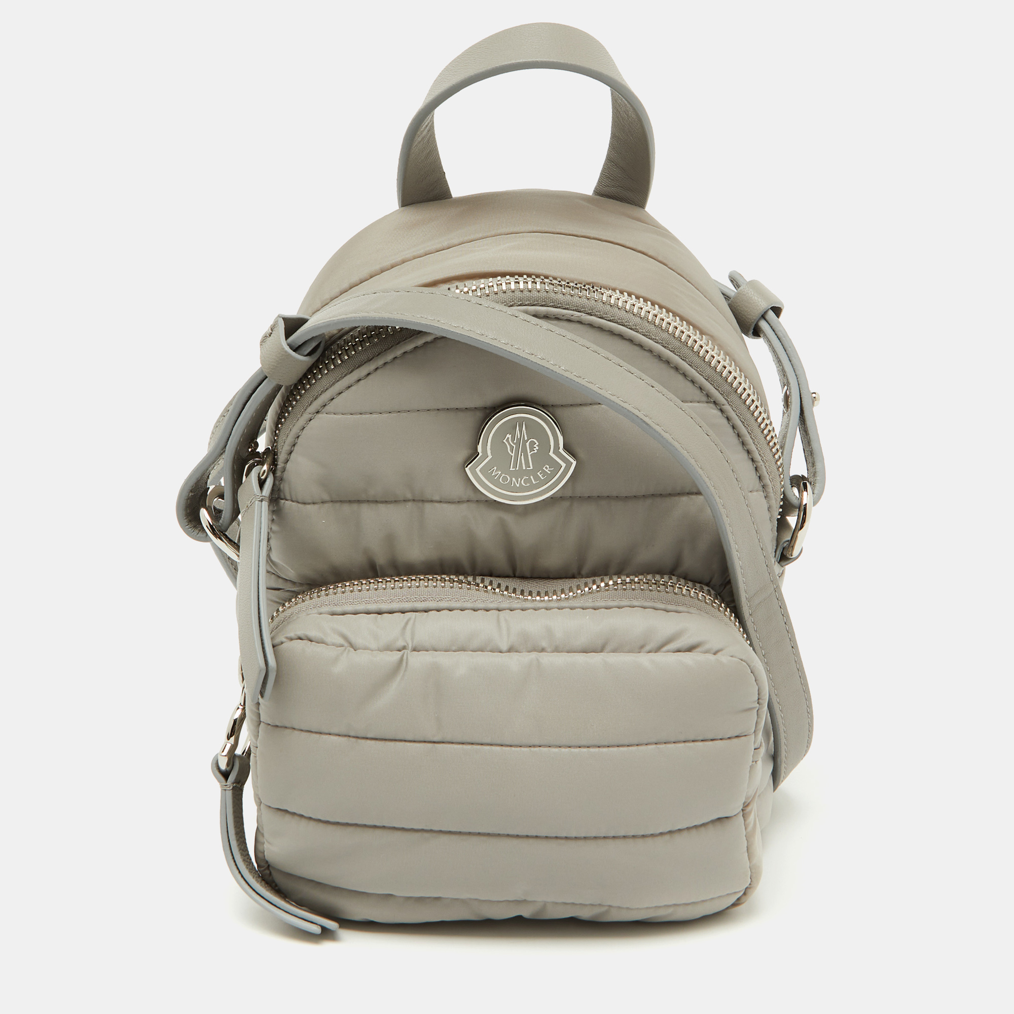 

Moncler Light Grey Nylon Puffer Mini Crossbody Bag