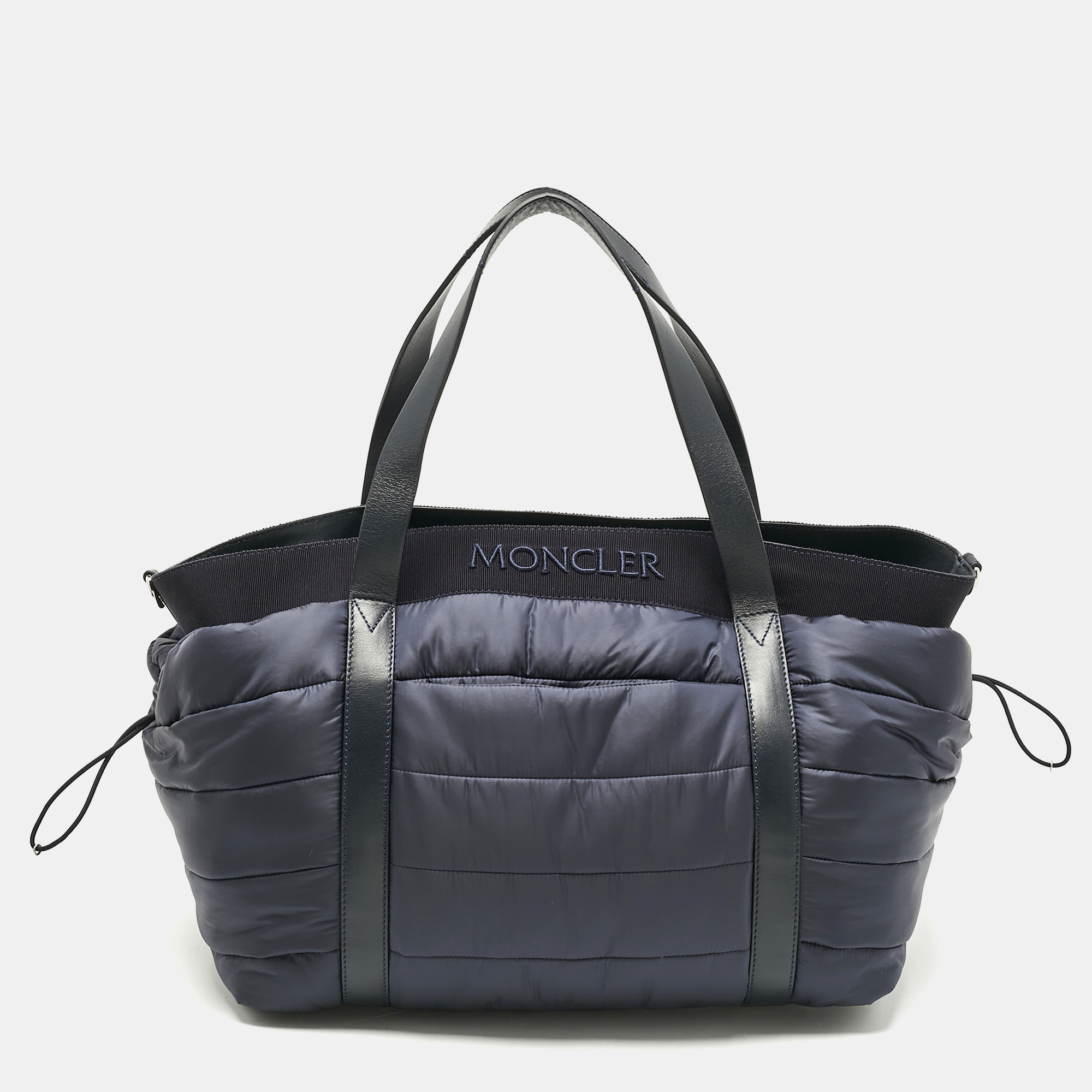 

Moncler Navy Blue Quilted Nylon and Leather Mommy Bag