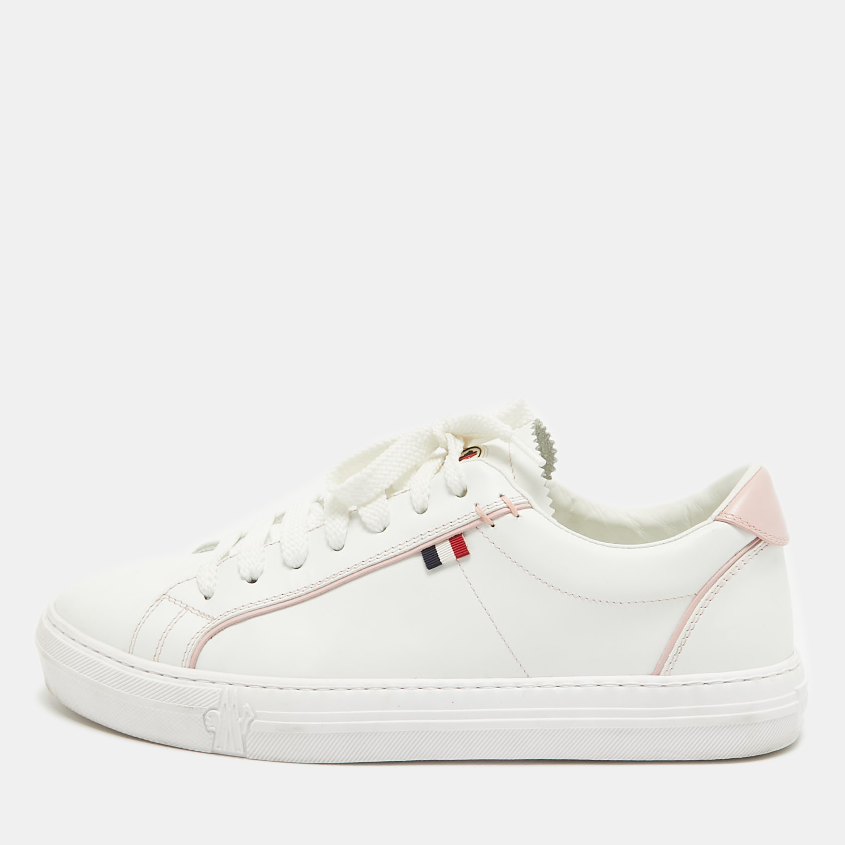 

Moncler White Leather New Monaco Low Top Sneakers Size