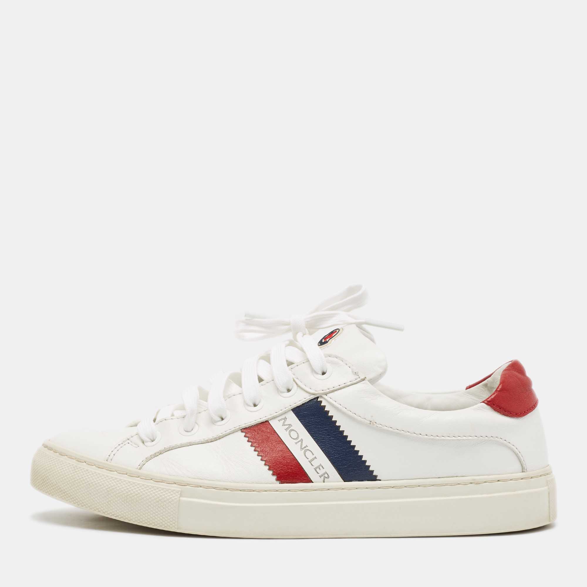 

Moncler White Leather Ryegrass Sneakers Size