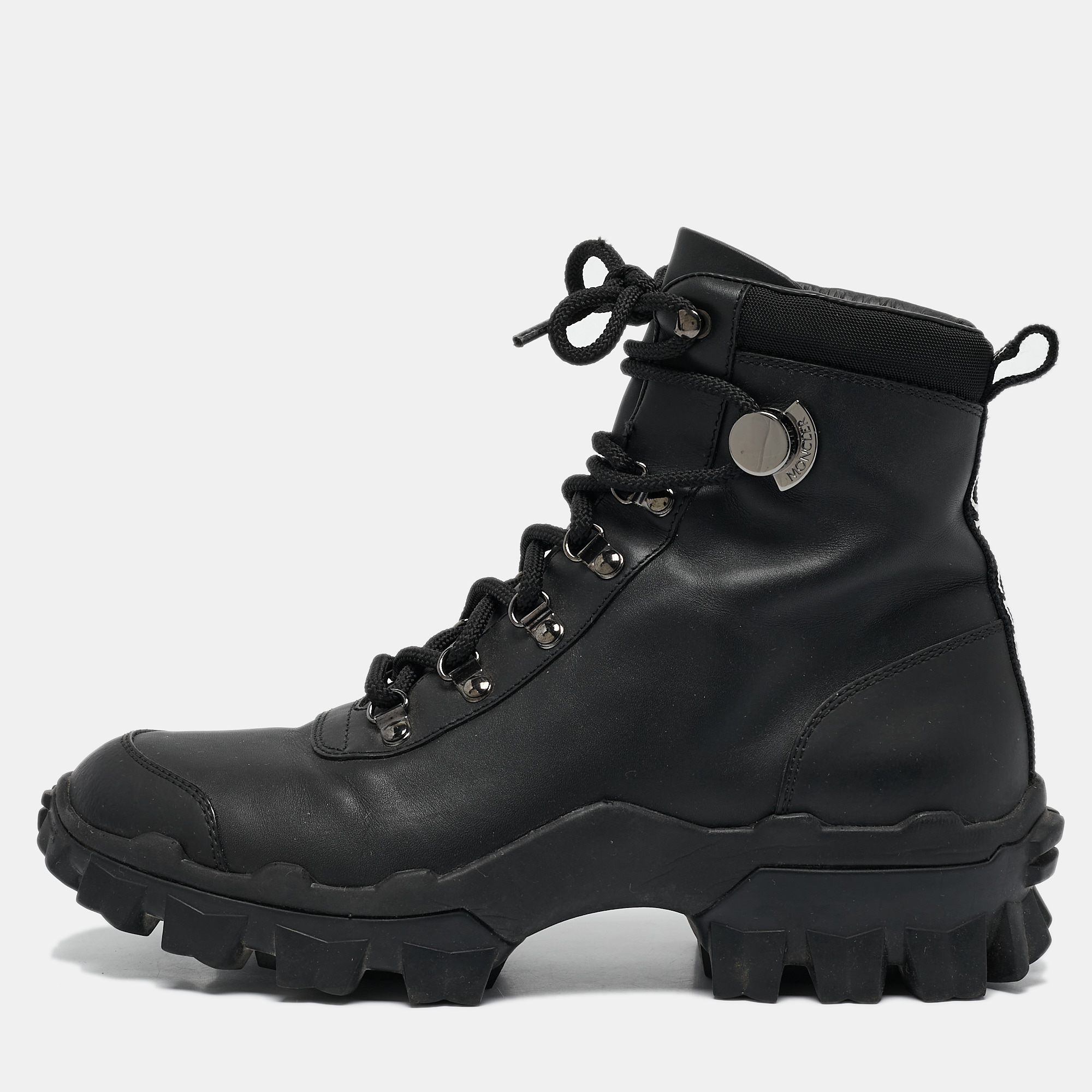 

Moncler Black Leather Heeled Ankle Boots Size