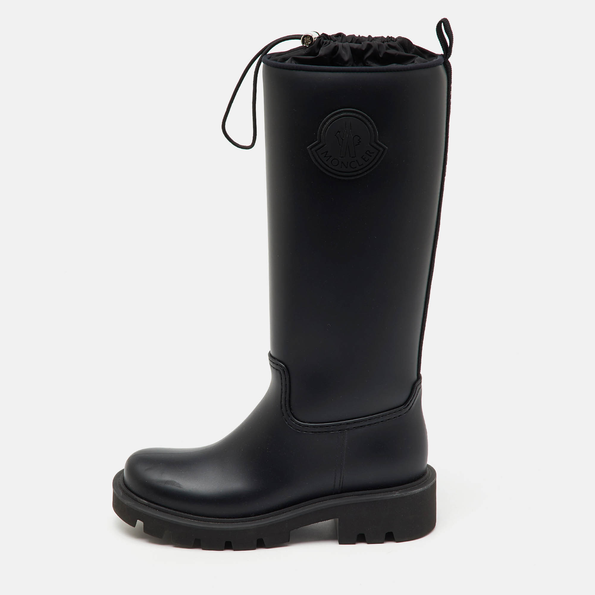 

Moncler Black Rubber Kickstream High Rain Boots Size