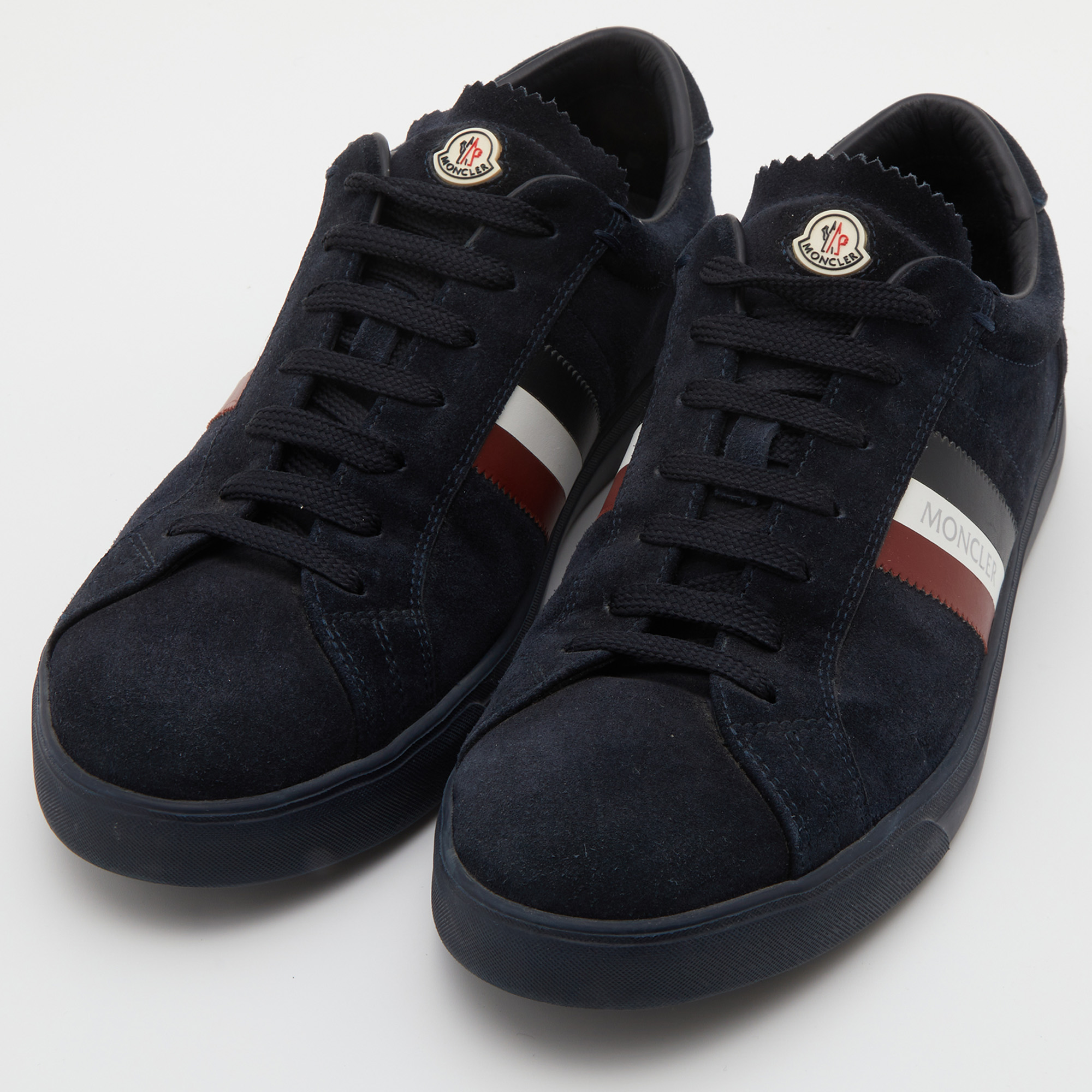 

Moncler Navy Blue Suede New Monaco Low Top Sneakers Size