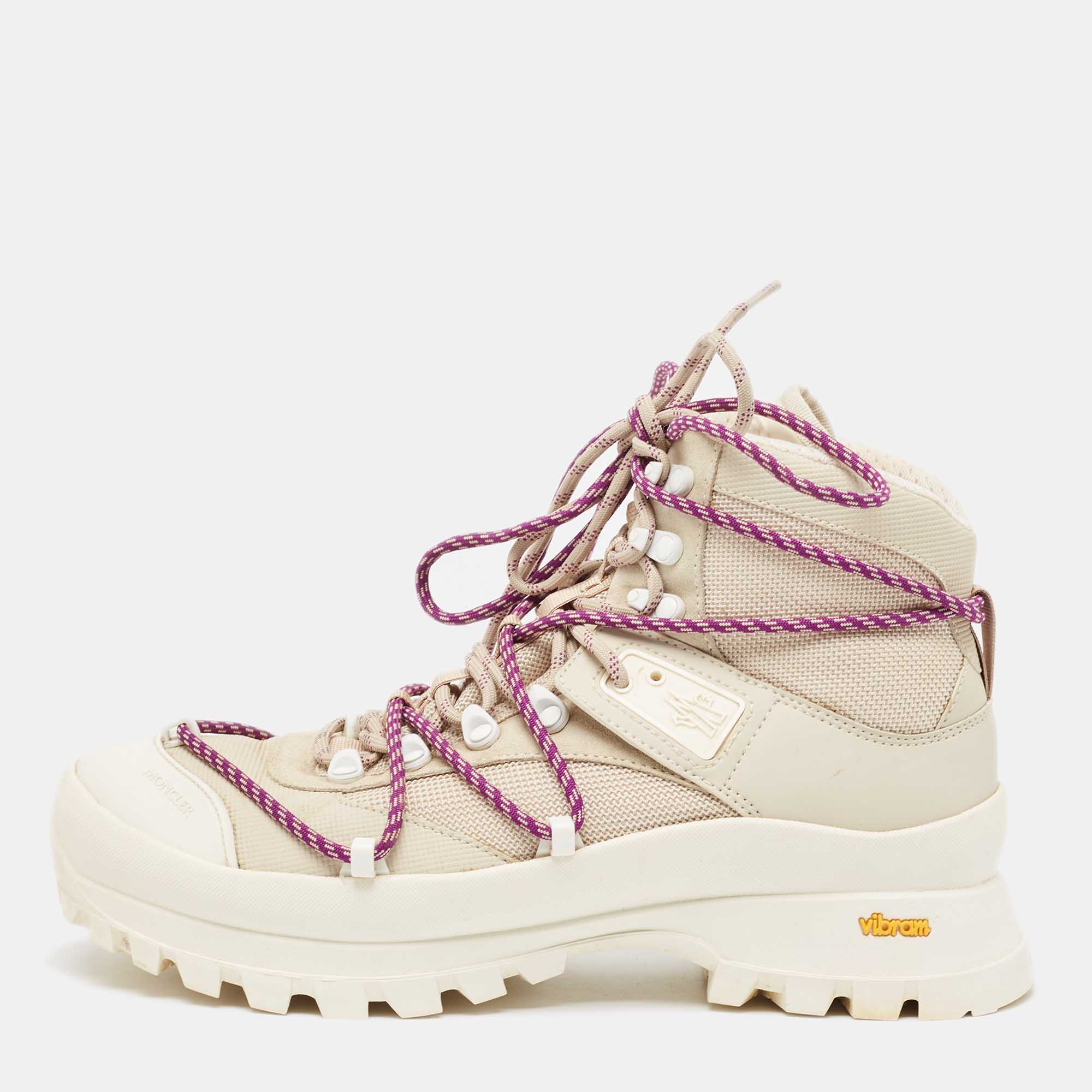 

Moncler Beige Mesh and Leather Hiking Boots Size, Cream