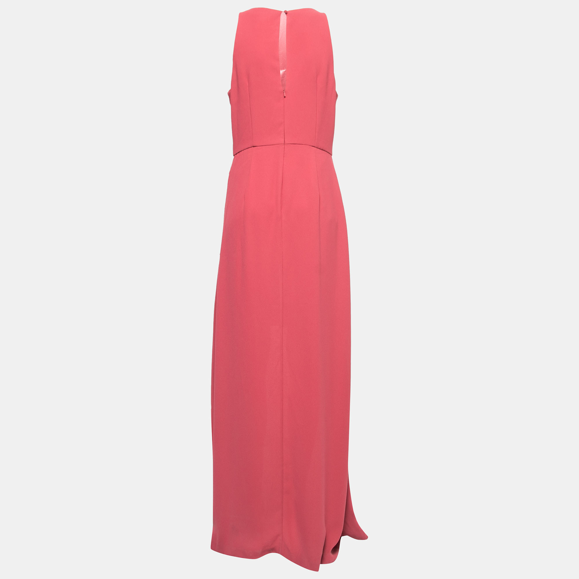 

ML Monique Lhuillier Pink Crepe Ruffled Gown