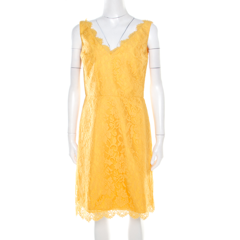 yellow floral lace dress