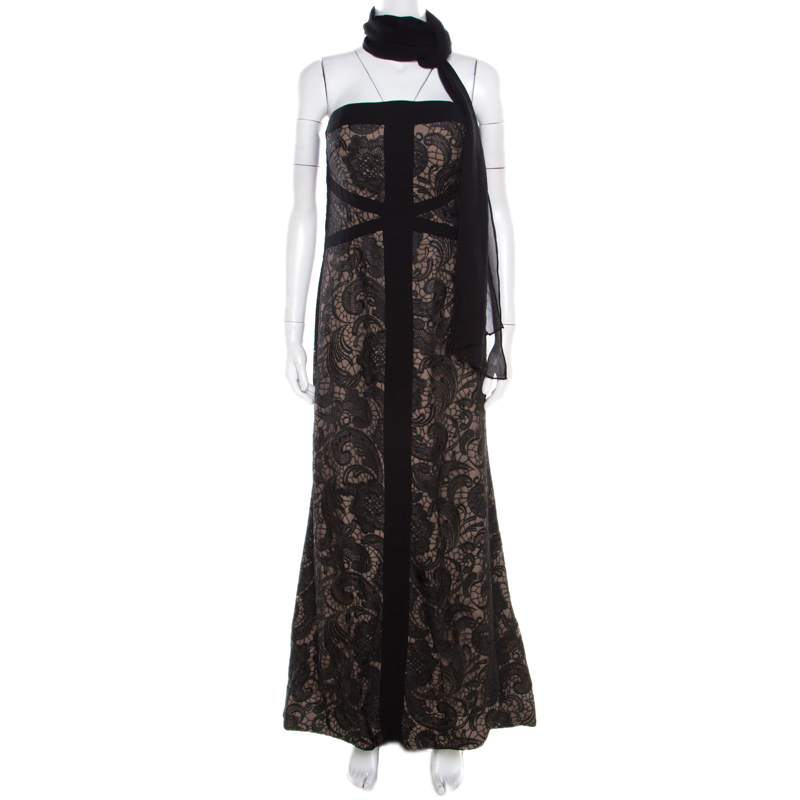 ml monique lhuillier floral embroidered gown
