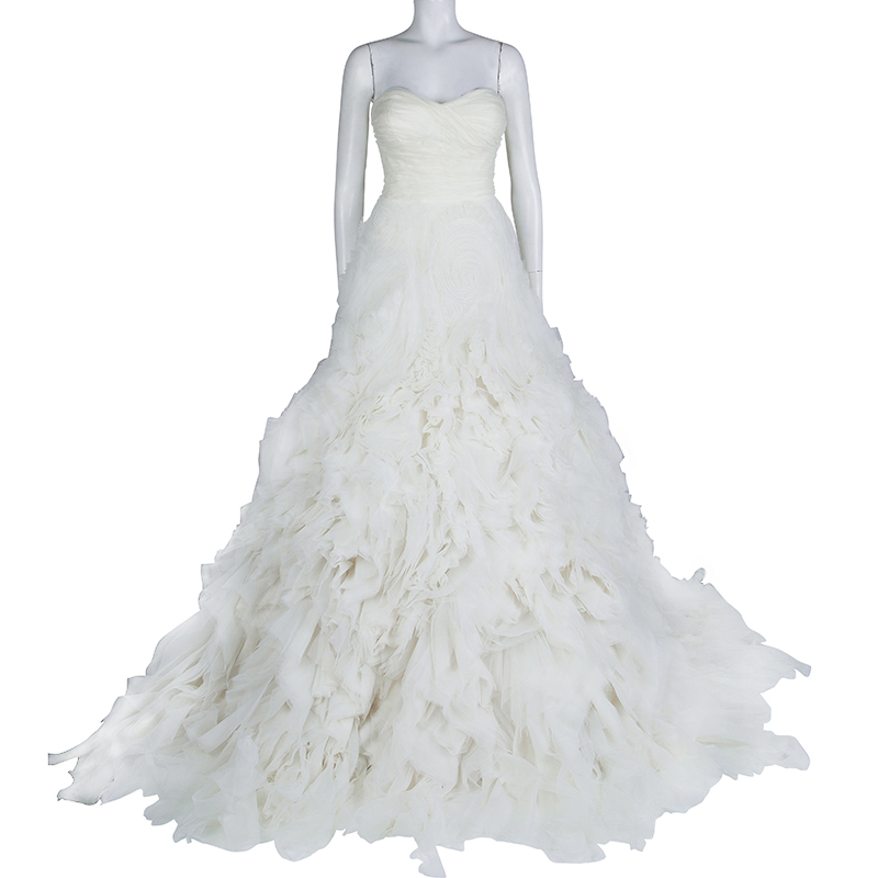 

Monique Lhuillier F/W 2014 Skye Strapless Silk Organza Wedding Dress, White