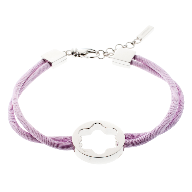 Pre Owned Montblanc Star Collection Lilac Cord Silver Bracelet