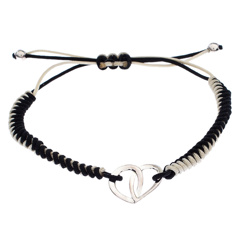 

Montblanc Black/White Cord Petale Bracelet, Silver