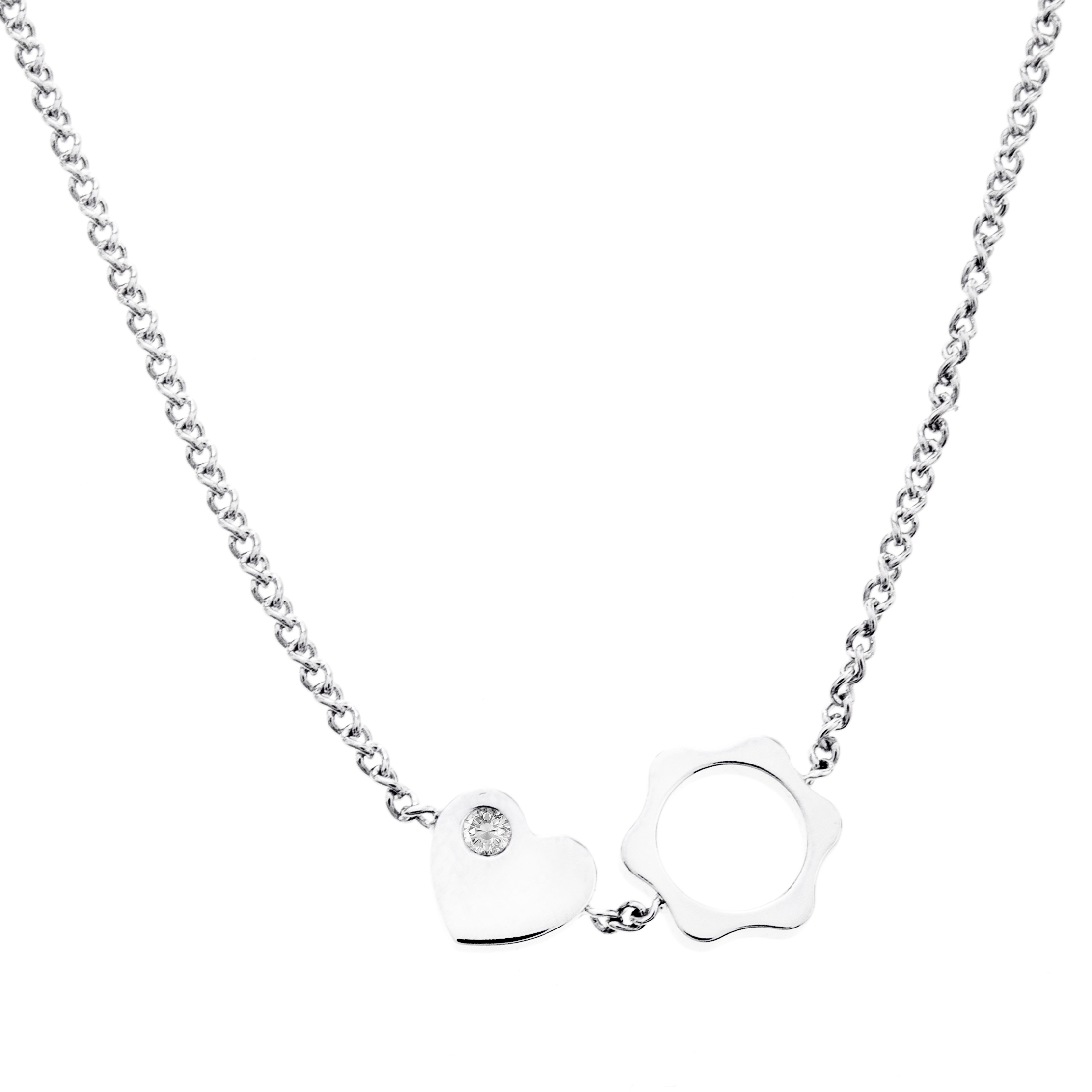 Pre Owned Montblanc Diamond 18k White Gold Heart Star Charm Necklace