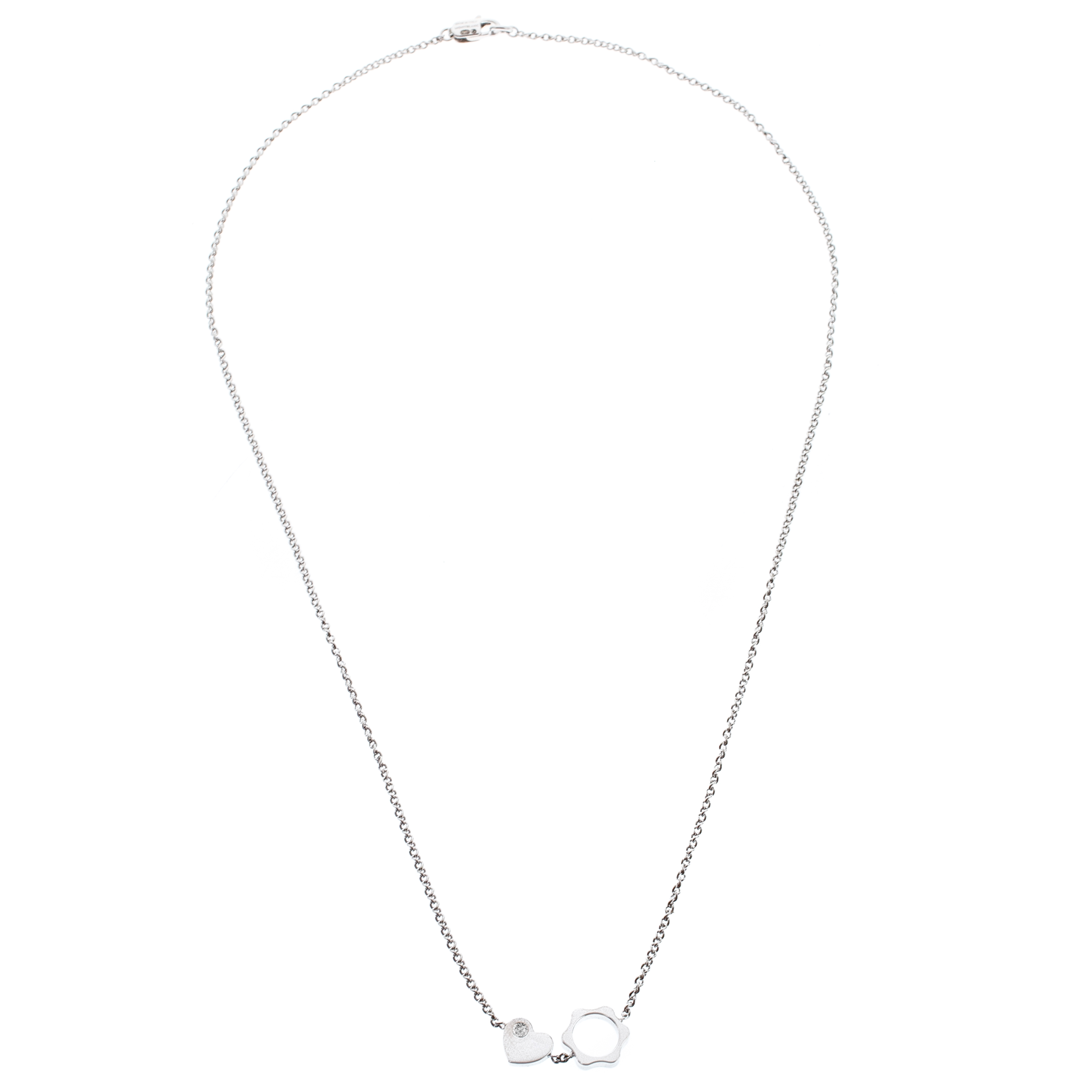 

Montblanc Diamond 18k White Gold Heart Star Charm Necklace