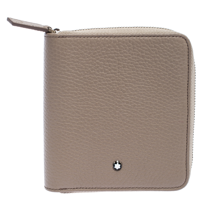 Montblanc Beige Leather Zip Around Wallet