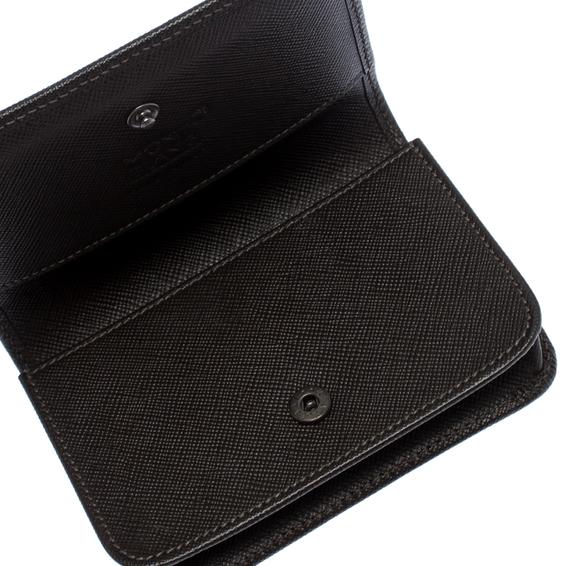 

Montblanc Brown/Beige Signature Coated Canvas Flap Card Holder