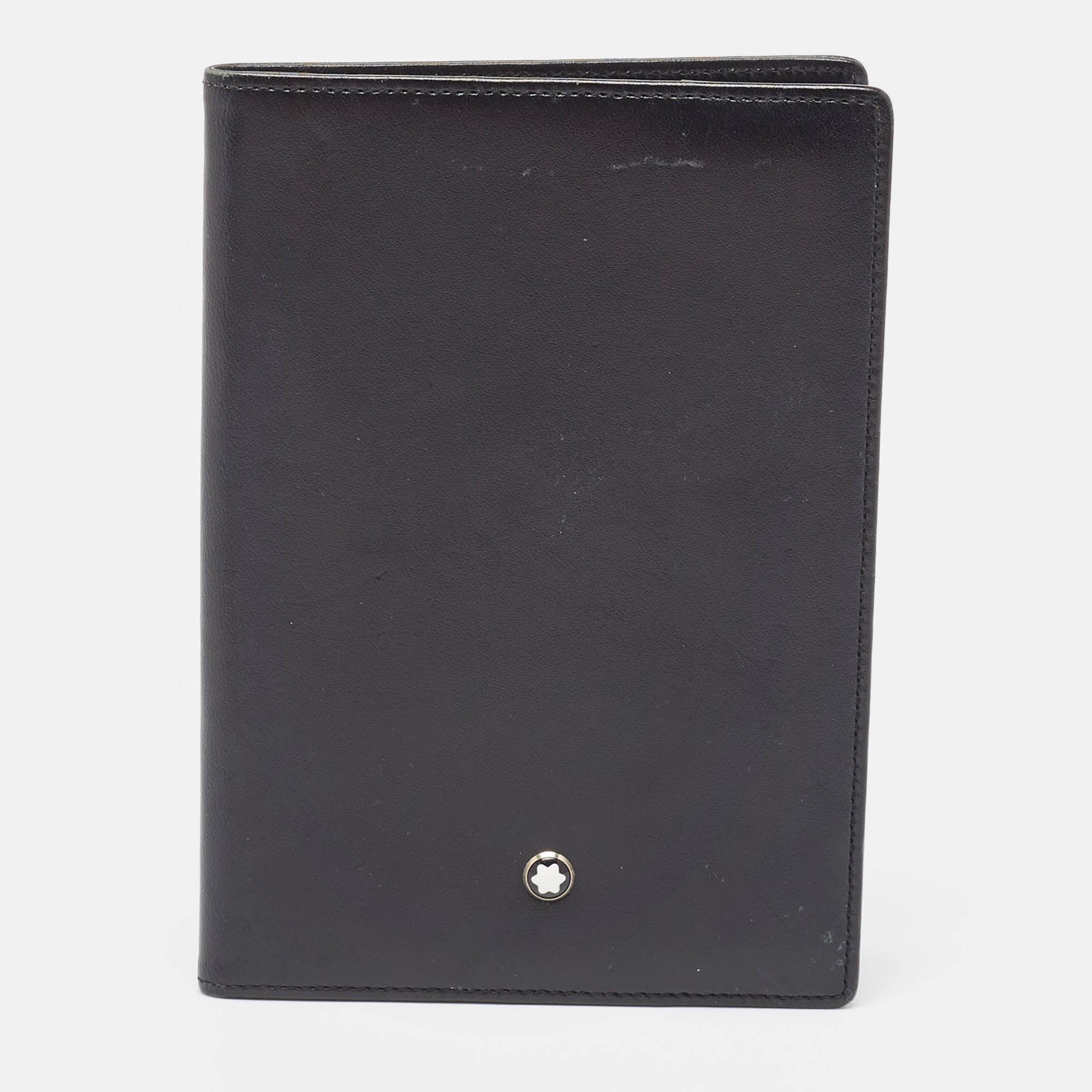 Pre-owned Montblanc Black Leather Meisterstuck Passport Holder