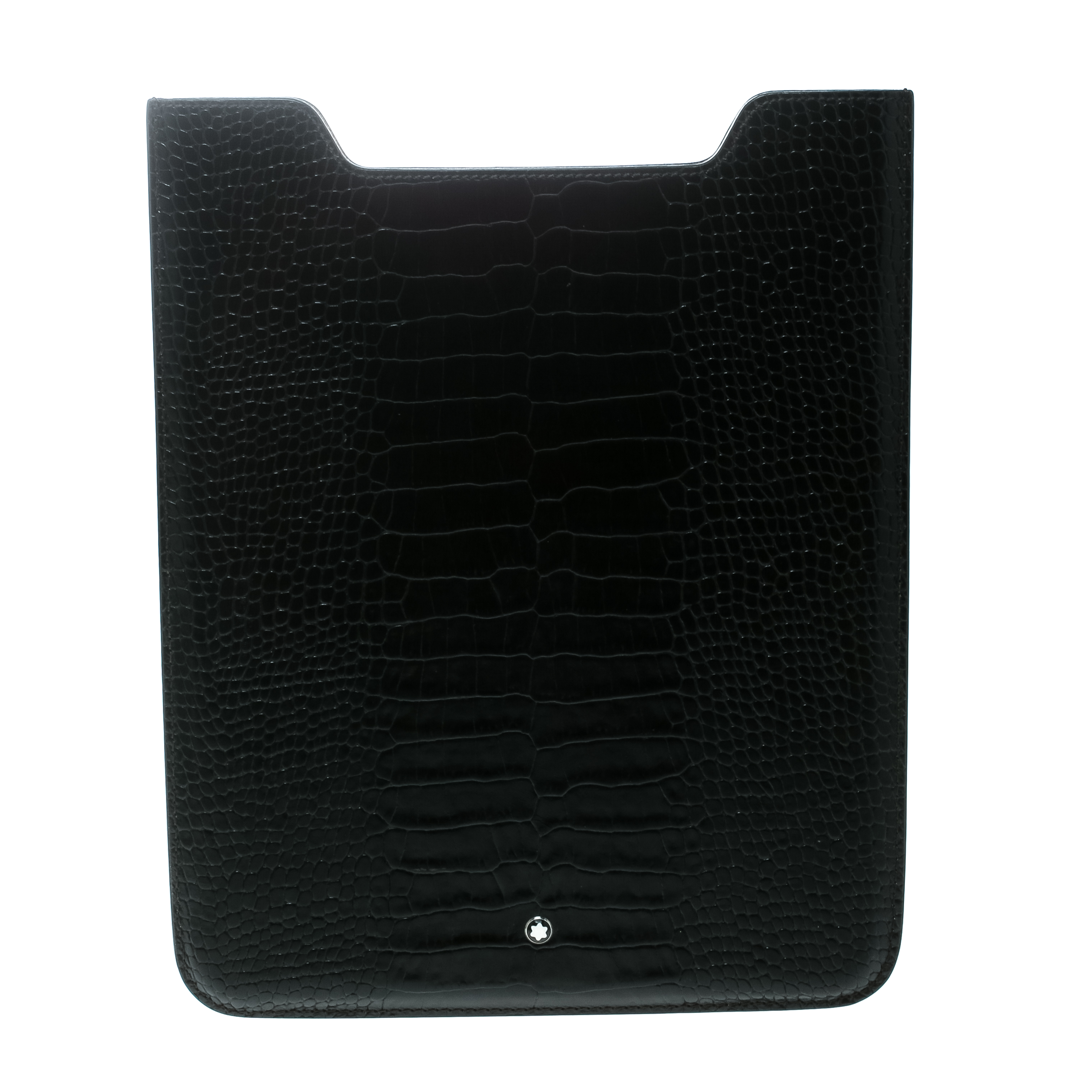 Pre Owned Montblanc Black Croc Embossed Leather iPad Cover