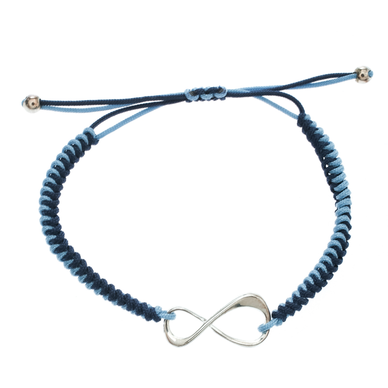 Pre Owned Montblanc Infiniment Vôtre UNICEF Silver Blue Cord Bracelet