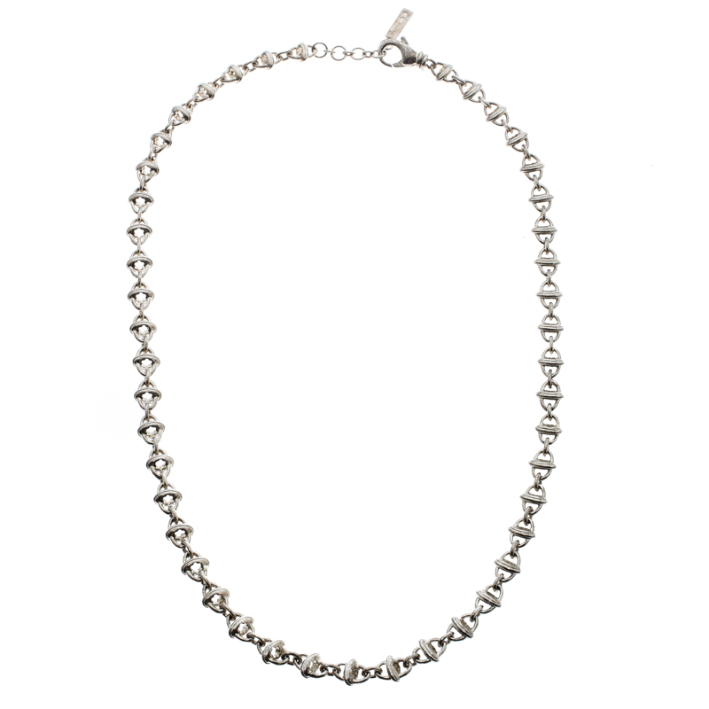 Pre Owned Montblanc Icon Link Motif Silver Chain Necklace