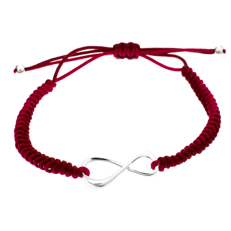 Pre Owned Montblanc Infiniment Vôtre UNICEF Silver Pink Cord Bracelet
