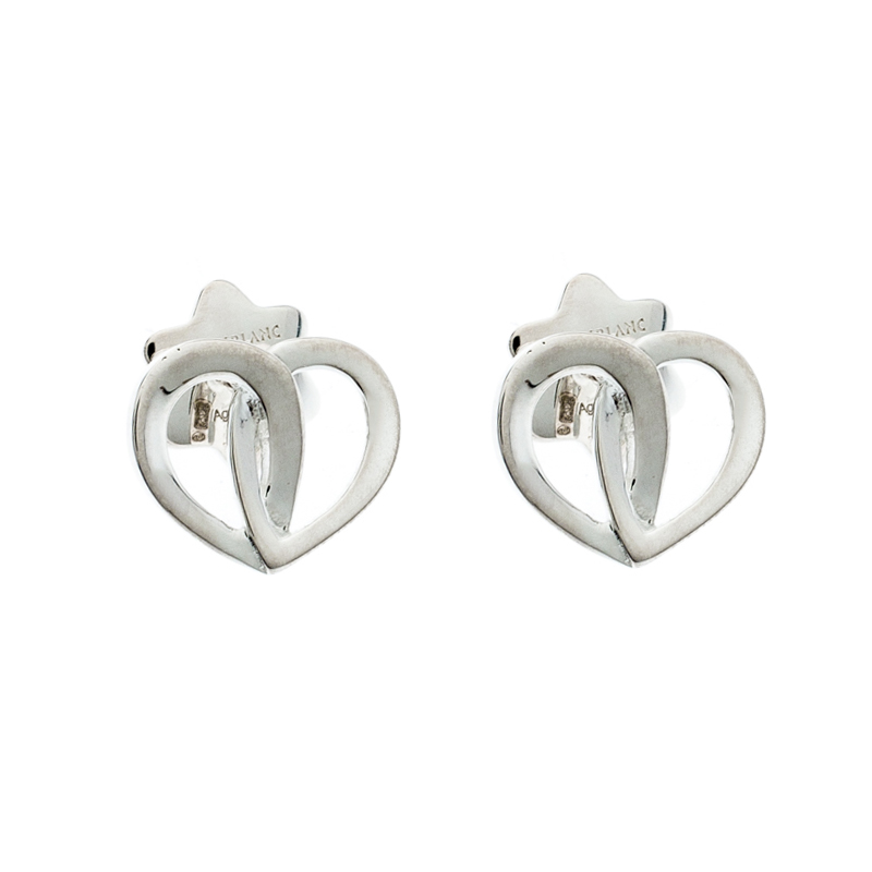 Pre Owned Montblanc Heart Silver Stud Earrings