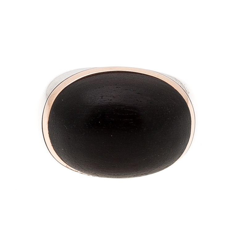 

Montblanc Wood Cabochon Silver Cocktail Ring Size