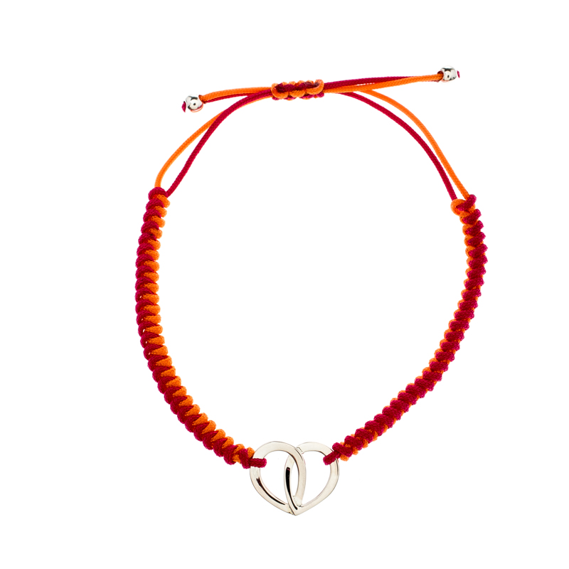 Pre Owned Montblanc Coeur de Pétales Entrelacés Silver Bi-color Cord Bracelet