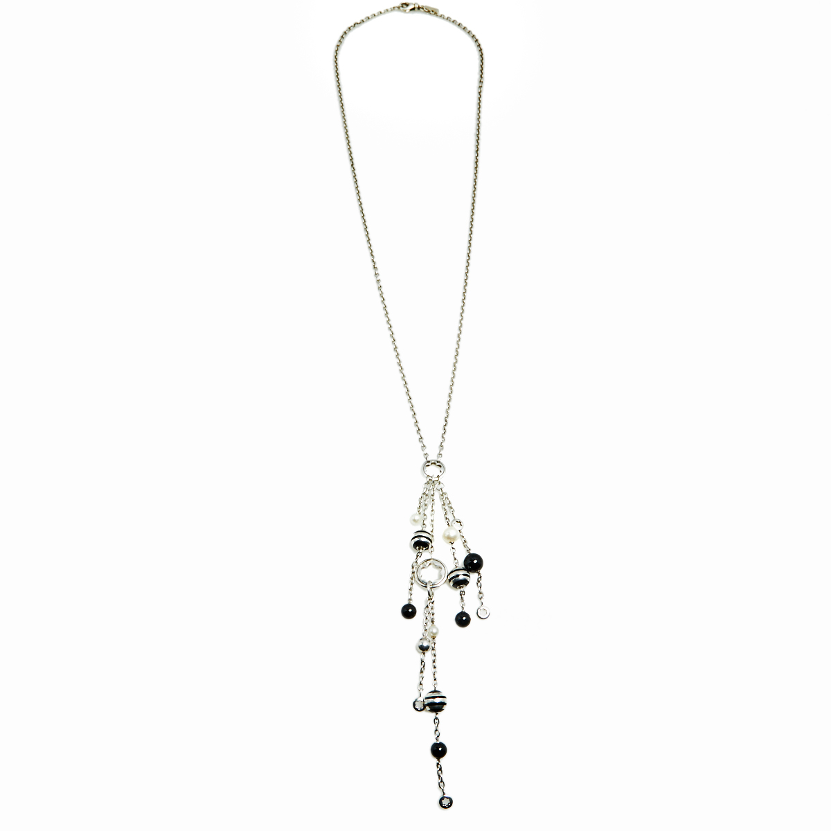 

Montblanc Cultured Pearls and Onyx Silver Tassel Necklace