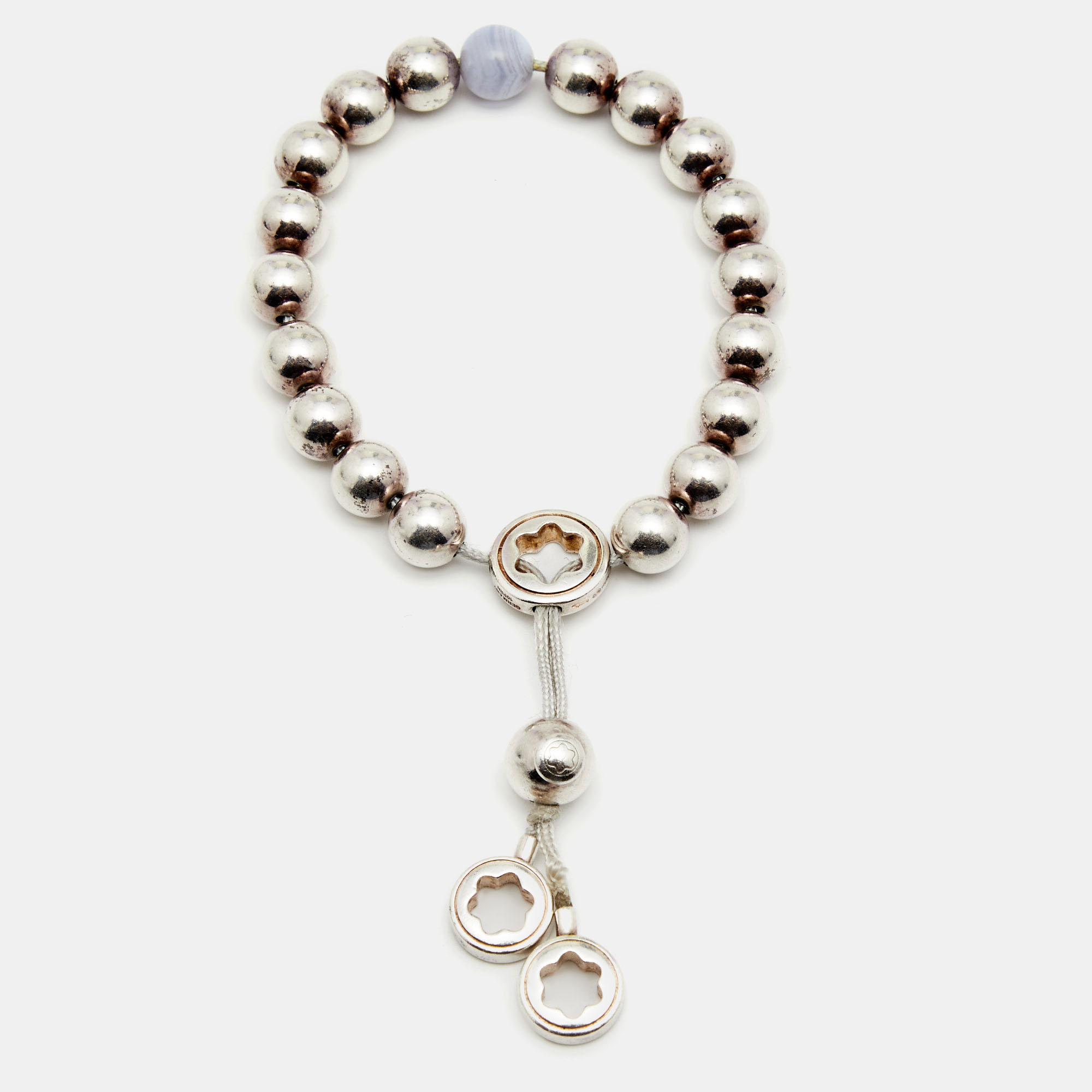 

Montblanc Star Collection Blue Quartz Sterling Silver Bead Adjustable Bracelet
