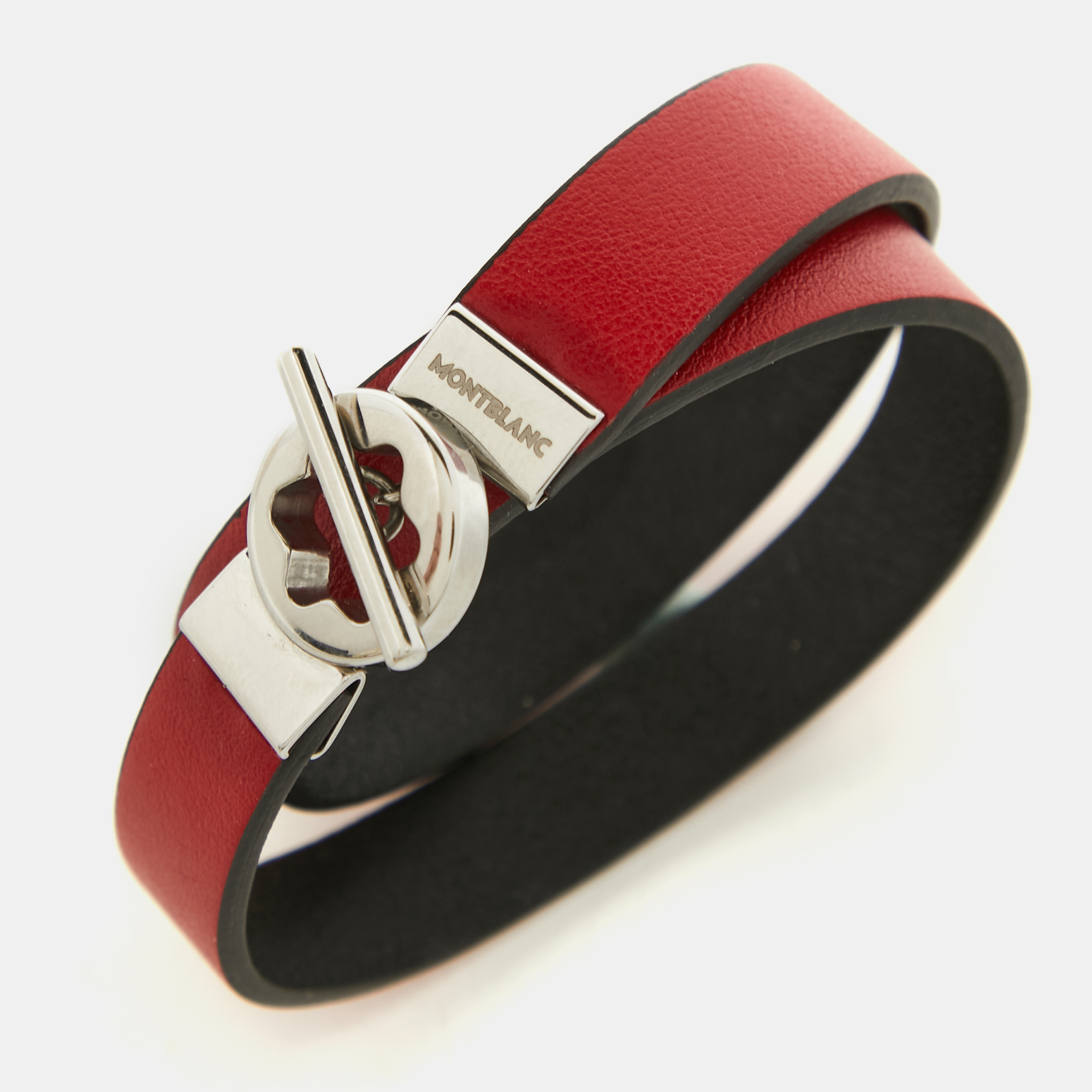 

Montblanc Red & Black Reversible Leather Bracelet