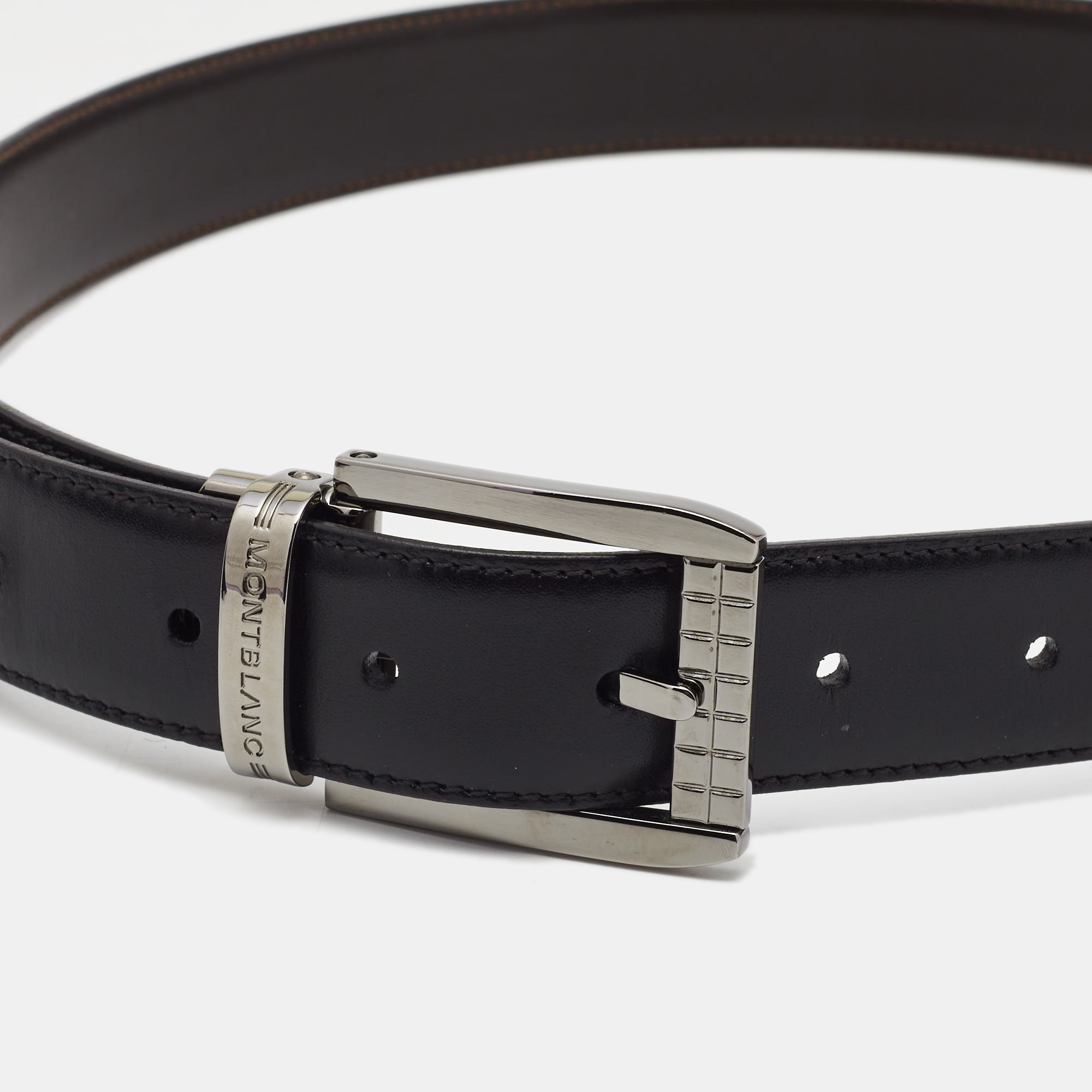 

Montblanc Black/Brown Leather Buckle Cut to Size Belt