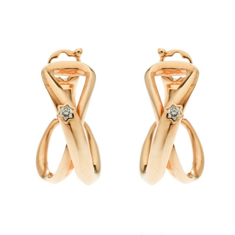 Montblanc Infiniment Vôtre Diamond 18k Rose Gold Hoop Earrings