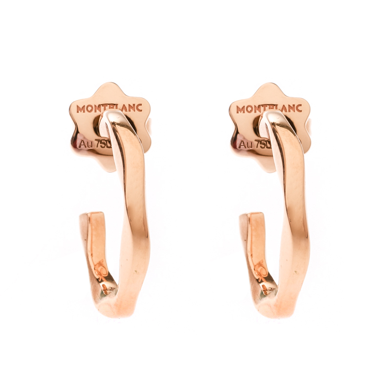 Pre Owned Montblanc Âme de Star Textured 18k Rose Gold Hoop Earrings