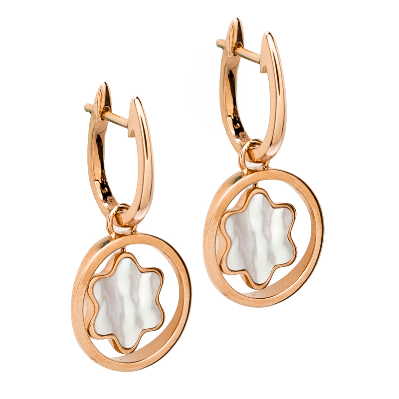 

Montblanc Rotating Emblem Mother of Pearl 18k Rose Gold Earrings