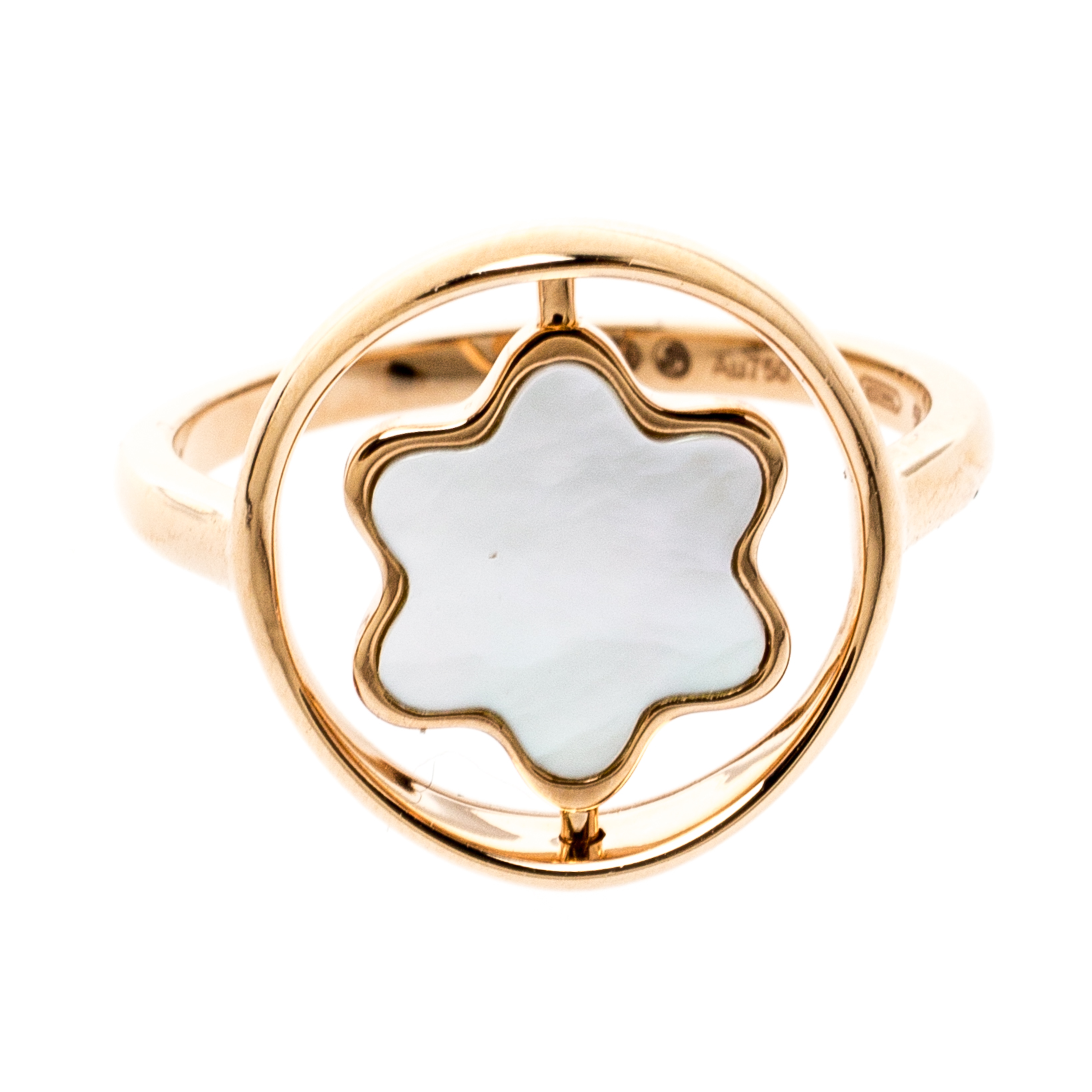 

Montblanc Rotating Emblem Mother of Pearl 18k Rose Gold Ring Size