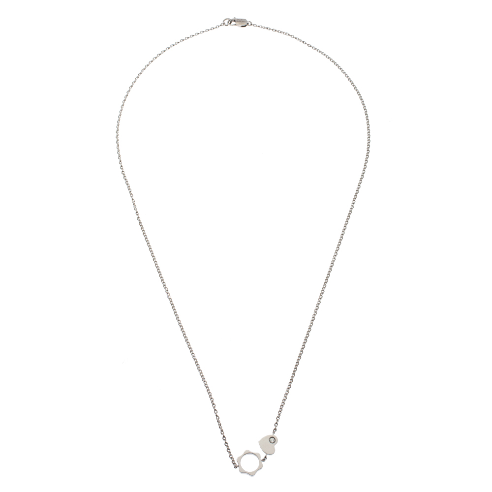 

Montblanc Star Heart Charm Diamond 18K White Gold Necklace