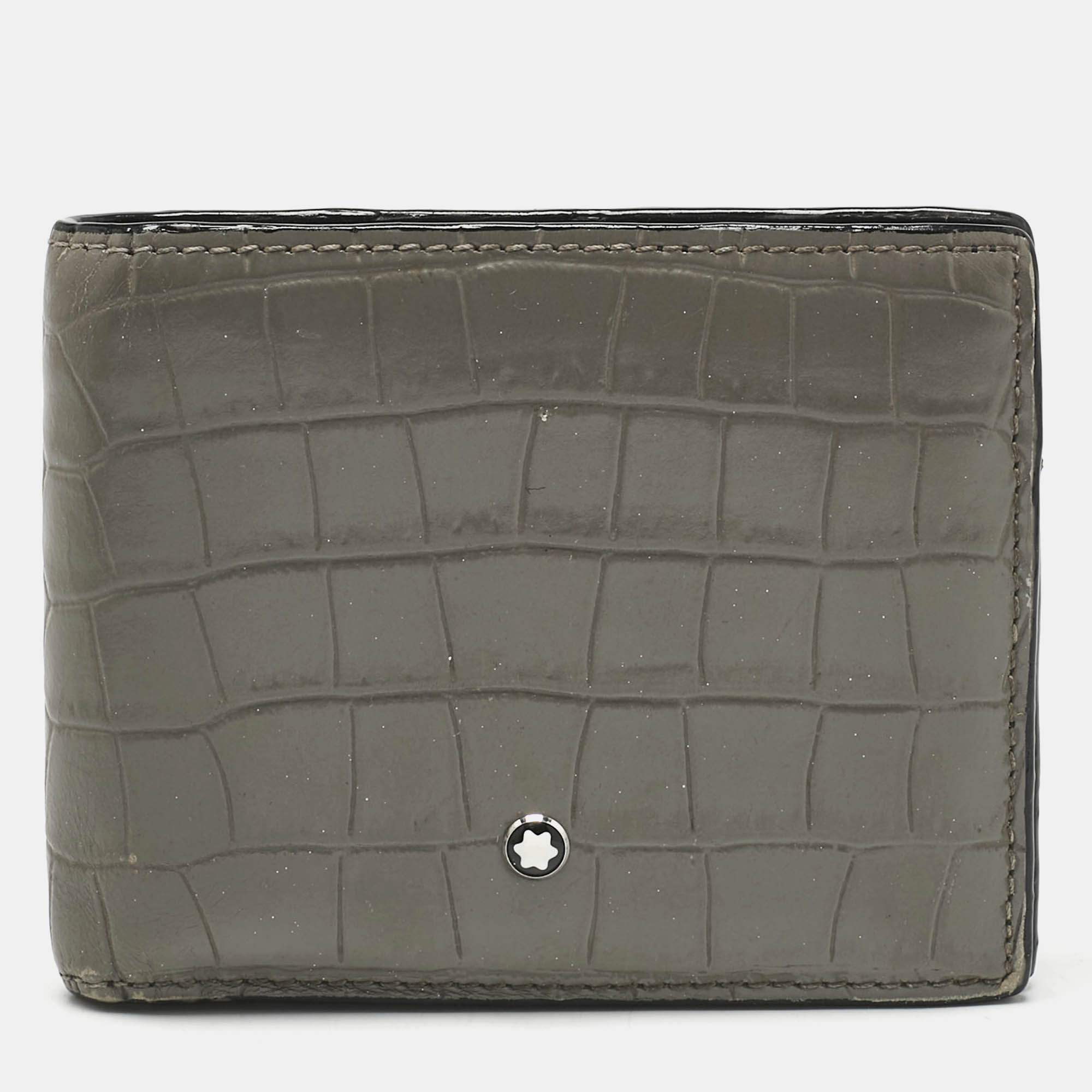 

Montblanc Grey Croc Embossed Leather Meisterstuck Bifold