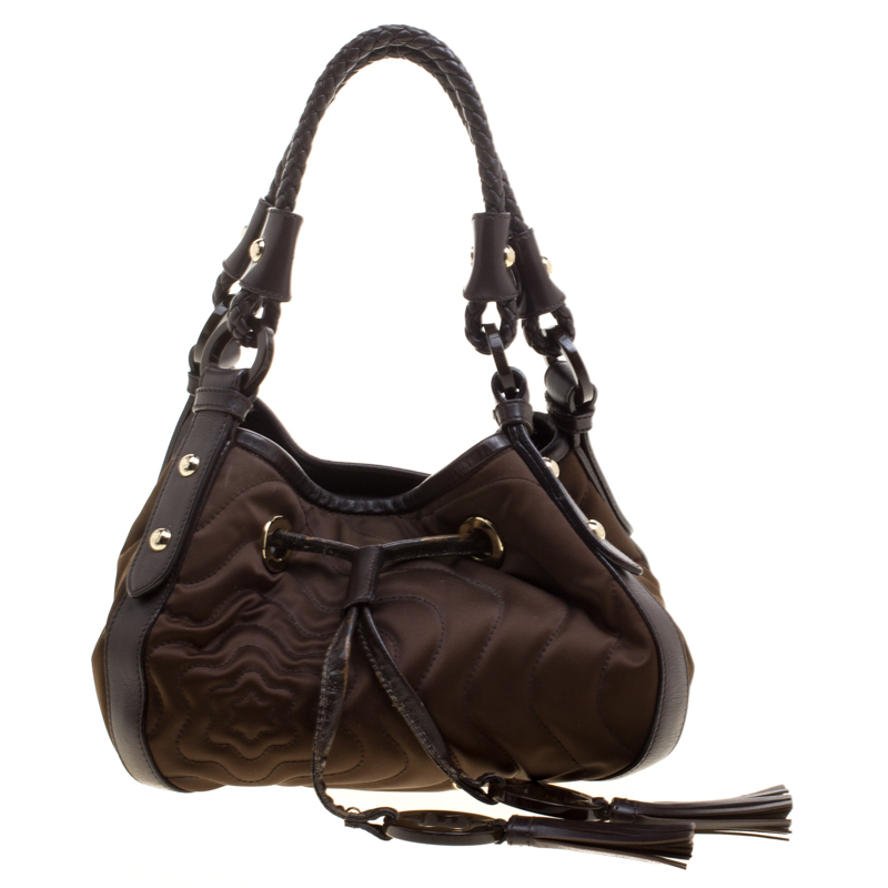 Montblanc Khaki Nylon Starisma Dalila Drawstring Hobo